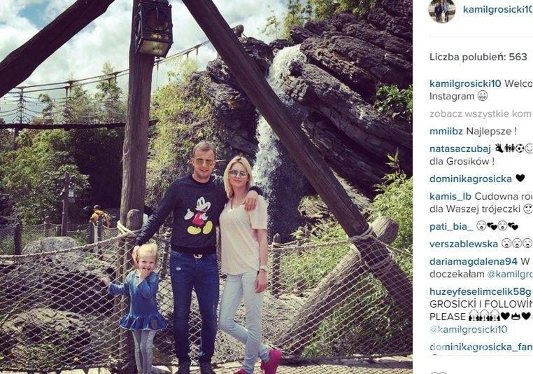 Kamil Grosicki z żoną Dominiką i córką Mają fot.Instagram.com