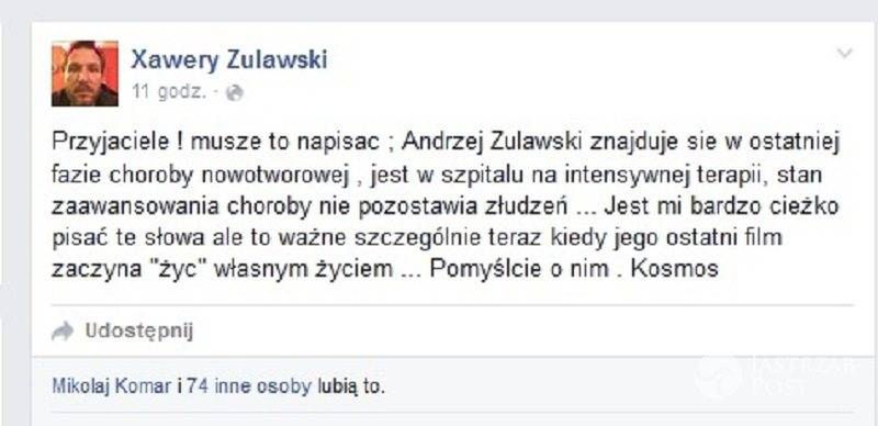 Andrzej Żuławski jest w ciężkim stanie