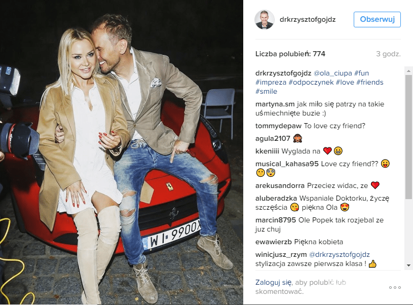 Ola Ciupa i Krzysztof Gojdź pojechali na imprezę czerwonym Ferrari!