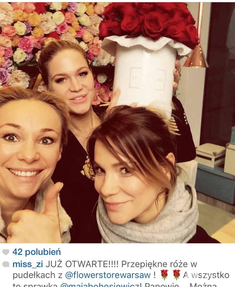 Maja Bohosiewicz, Sonia Bohosiewicz i Zosia Ślotała na otwarciu kwiaciarni Flower Store
