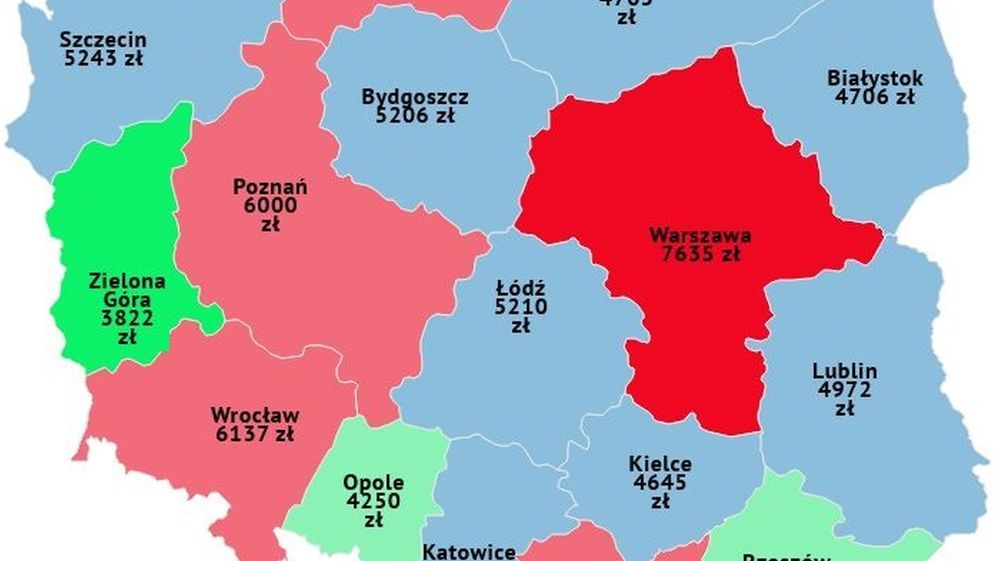 Ciągle w Warszawie ceny mieszkań są zdecydowanie największe.