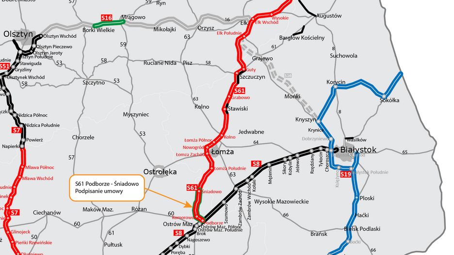 W ramach umów powstanie 40 km drogi S61