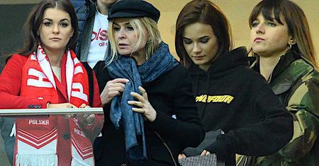 Gwiazdy podczas meczu Polski z Łotwą na Narodowym: Anna Lewandowska, Agnieszka Radwańska, Marina Olejnik