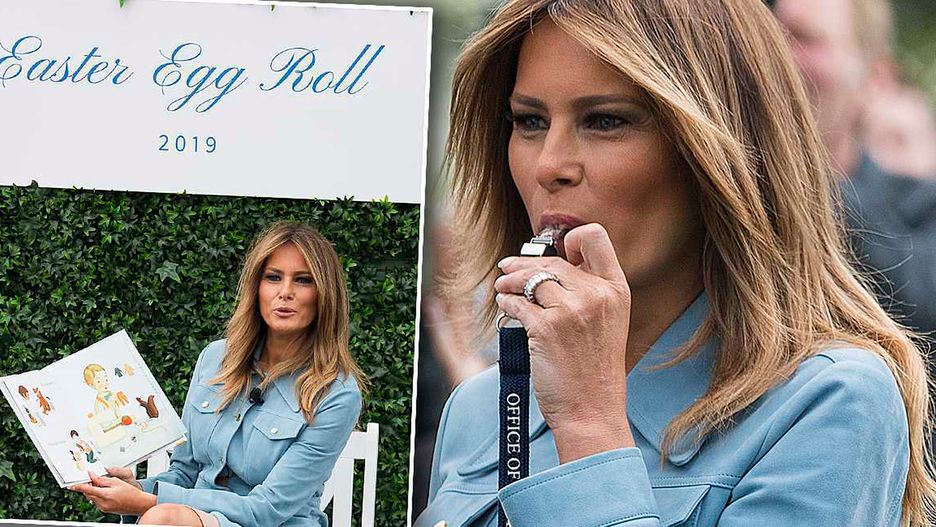 Melania Trump w drogiej sukience turla pisanki pod Białym Domem