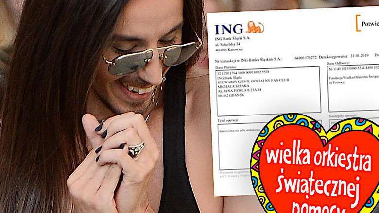Michał Szpak przelew na WOŚP