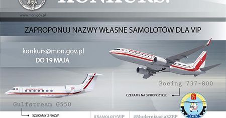 MON ogłasza konkurs na nazwy samolotów dla VIP-ów. Propozycje: "sfinansowano z 500+"