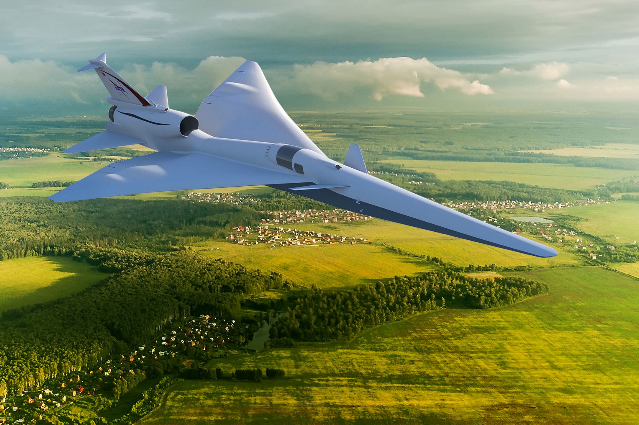 NASA. Jedna z wizualizacji, jak mógłby wyglądać cichy, pasażerski samolot naddźwiękowy. 