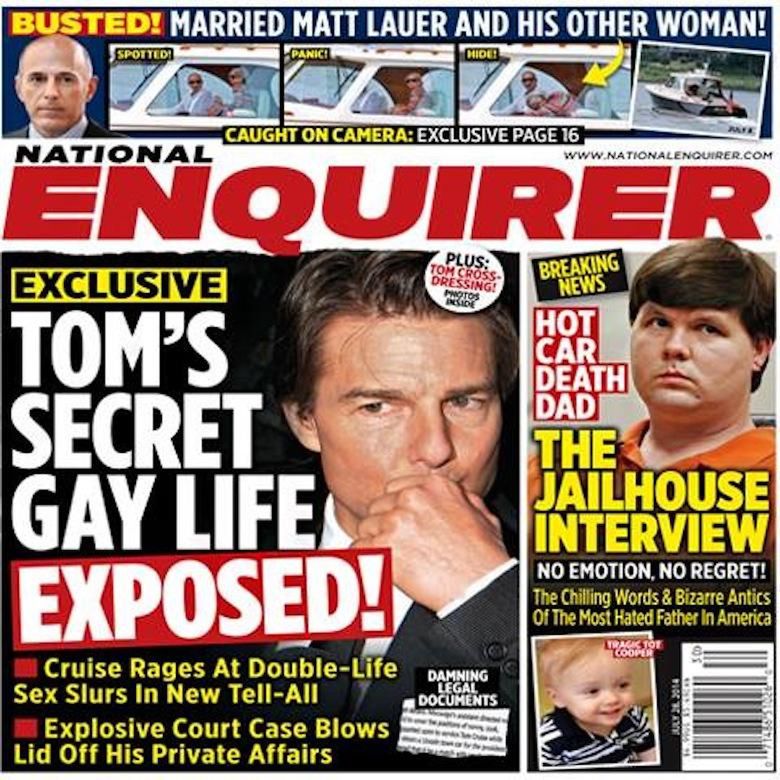 "Tom Cruise jest gejem" – National Enquirer