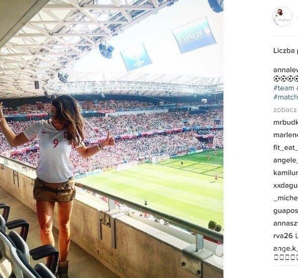 Anna Lewandowska na meczu Polska - Irlandia Północna