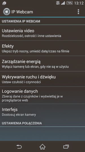 Monitorowanie domu przez smartfona - IP Webcam