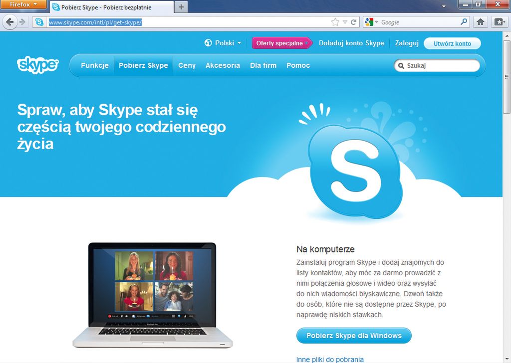 Rozmówki Full HD przez skype