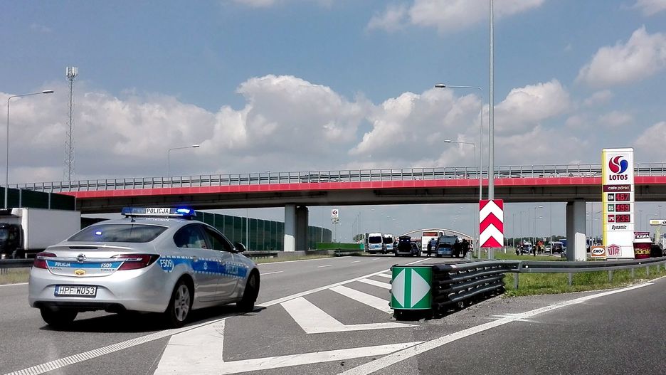 Miejsce bójki kiboli na A1