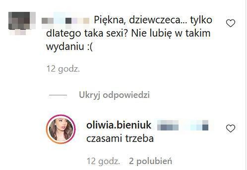 Oliwia Bieniuk odpowiada na komentarze