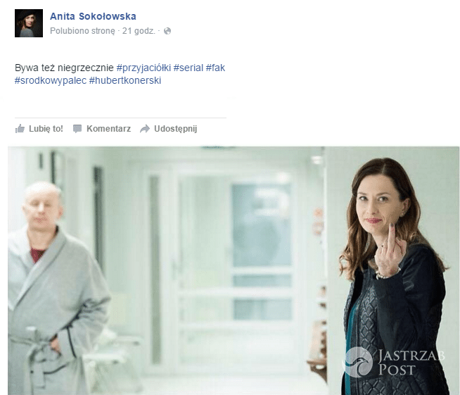 Anita Sokołowska na planie ''Przyjaciółek'', fot: Facebook