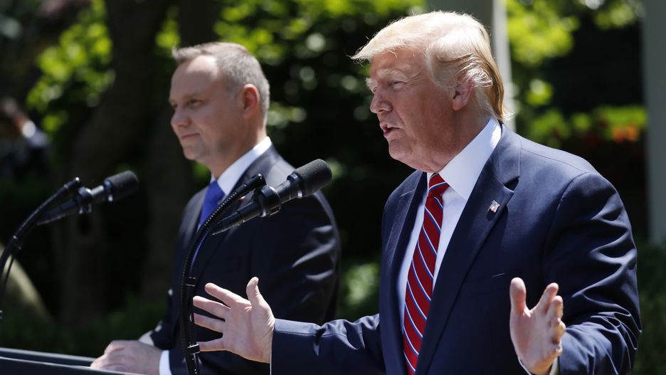 Andrzej Duda wraz z Donaldem Trumpem podczas wizyty w Białym Domu 12 czerwca 2019 r.