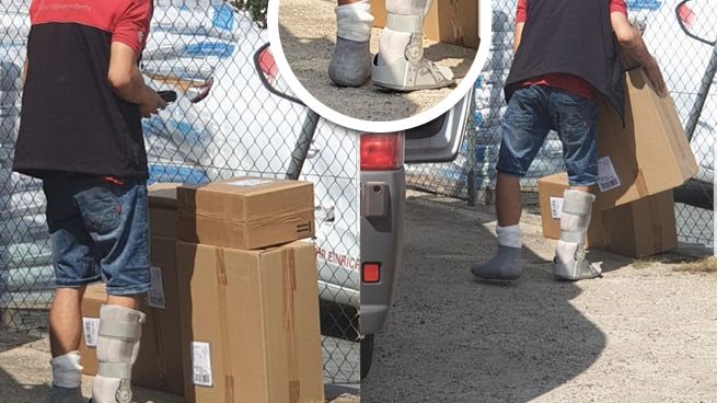 Zdjęcia kuriera ze złamanymi nogami szybko obiegły polski internet