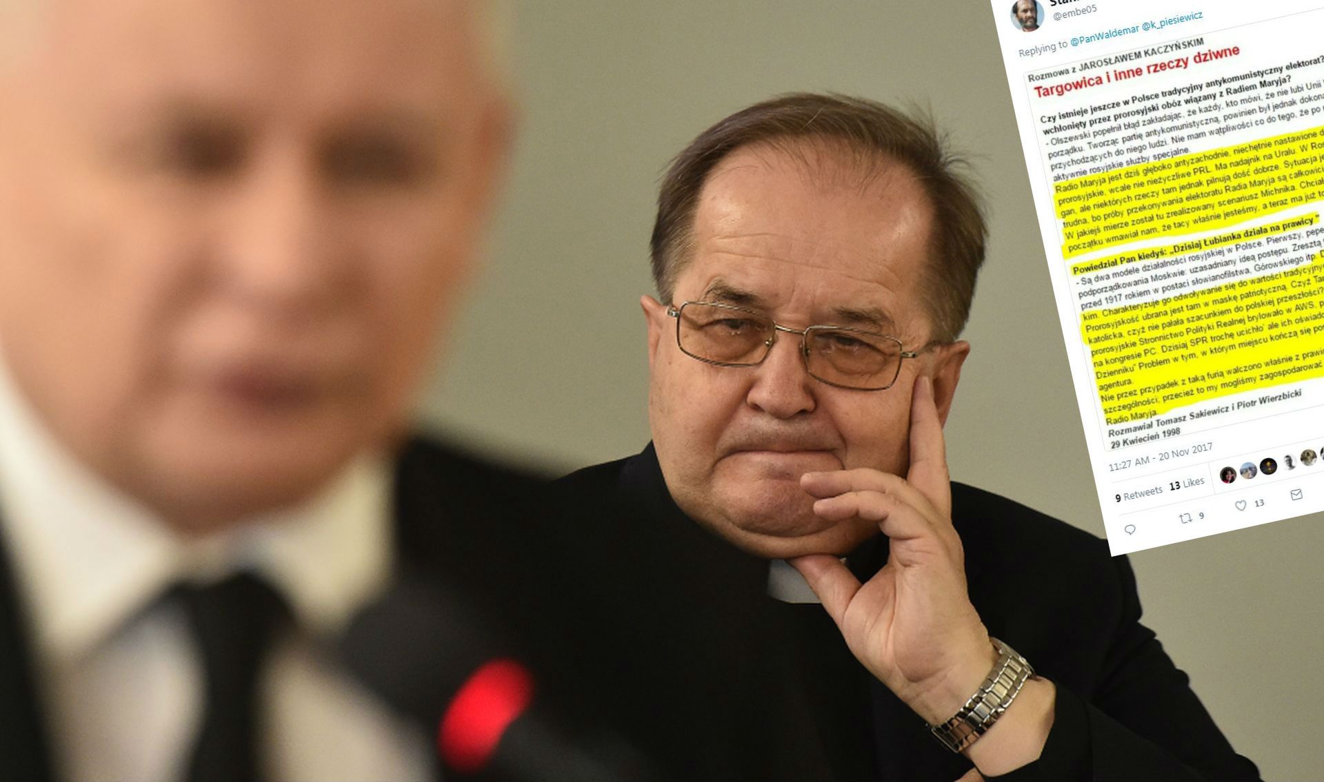 Dyrektor Radio Maryja ojciec Tadeusz Rydzyk oraz prezes PiS Jarosław Kaczyński.