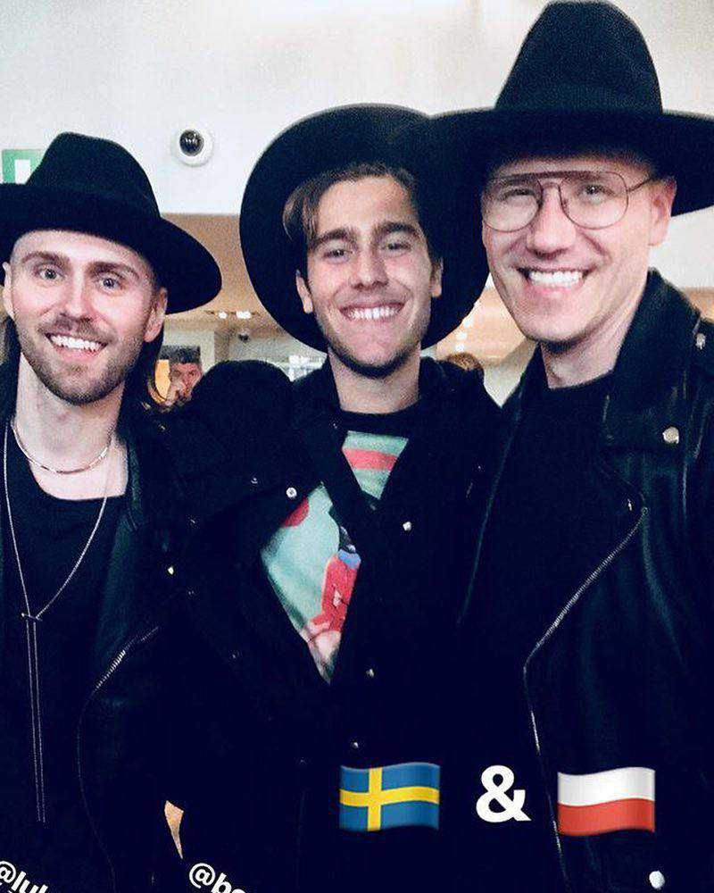 Gromee i Lukas Meijer w Londynie przed Eurowizją 2018, z reprezentantem Szwecji – Benjamin Ingrosso