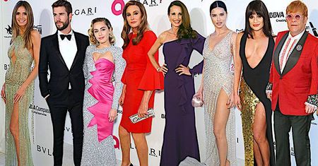 Eleganckie gwiazdy na imprezie oscarowej u Eltona Johna: Miley Cyrus, Heidi Klum, Caitlyn Jenner, Adriana Lima
