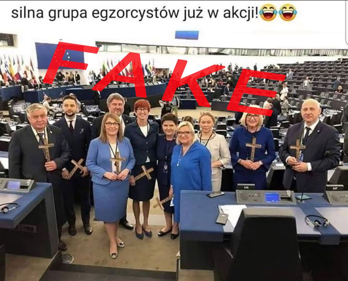 Fotomontaż z europosłami PiS obiega internet. "Krzyżowcy" okazali się fejkiem