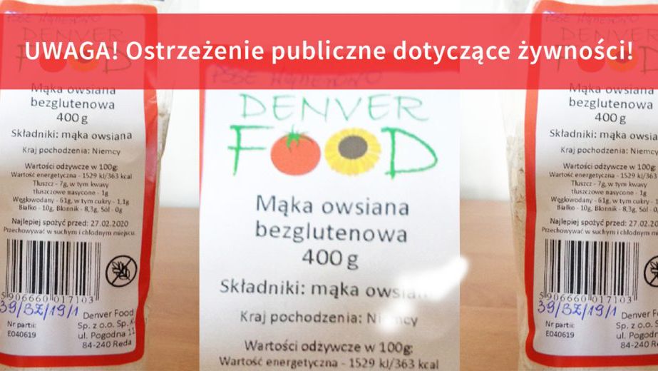 GIS wycofuje produkt "Mąka owsiana bezglutenowa Denver Food"