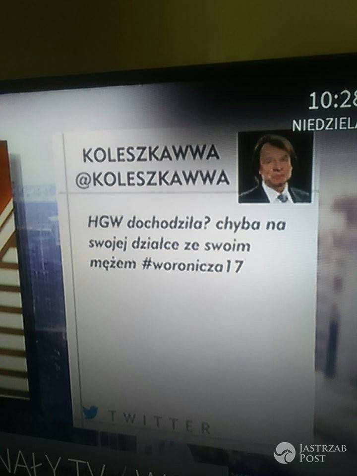 Obraźliwy tweet na temat Hanny Gronkiewicz Waltz