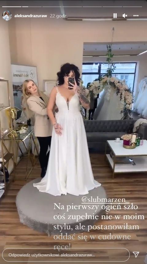 Aleksandra Żuraw w sukni ślubnej