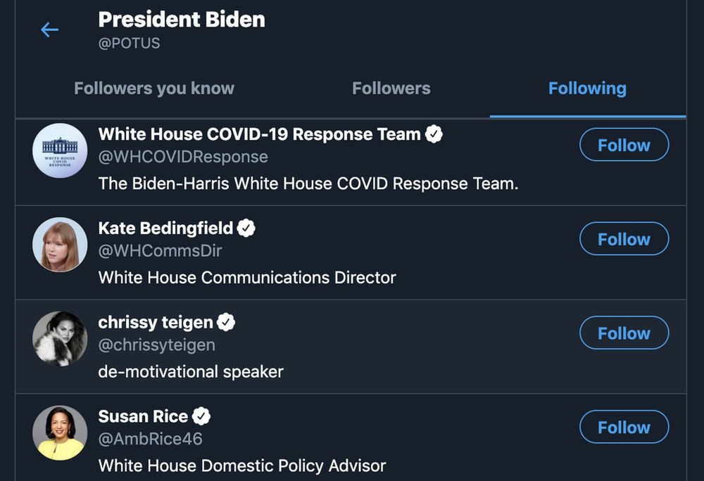 Kogo Joe Biden obserwuje na Twitterze?