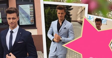 Rafał Jonkisz szaleje z maturalnymi stylizacjami. Egzamin z języka angielskiego zdawał w bardzo odważnym garniturze