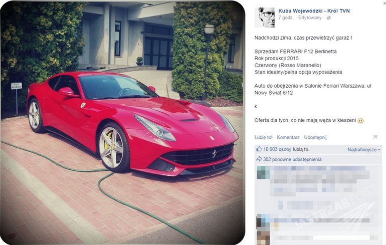 Kuba Wojewódzki sprzedaje auto
Fot. Facebook