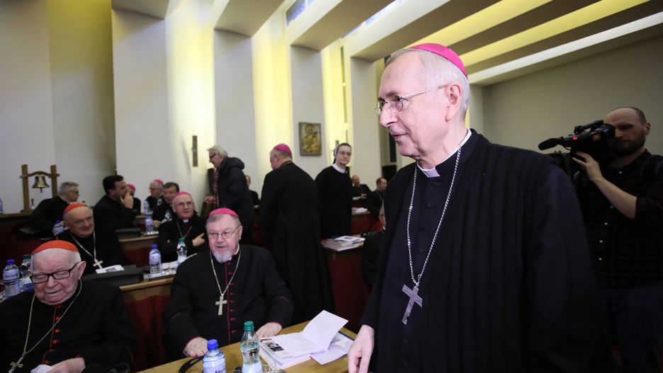Przewodniczący Konferencji Episkopatu Polski abp Stanisław Gądecki przed obradami 382. Zebrania Plenarnego KEP. Warszawa, 12.03.2019
