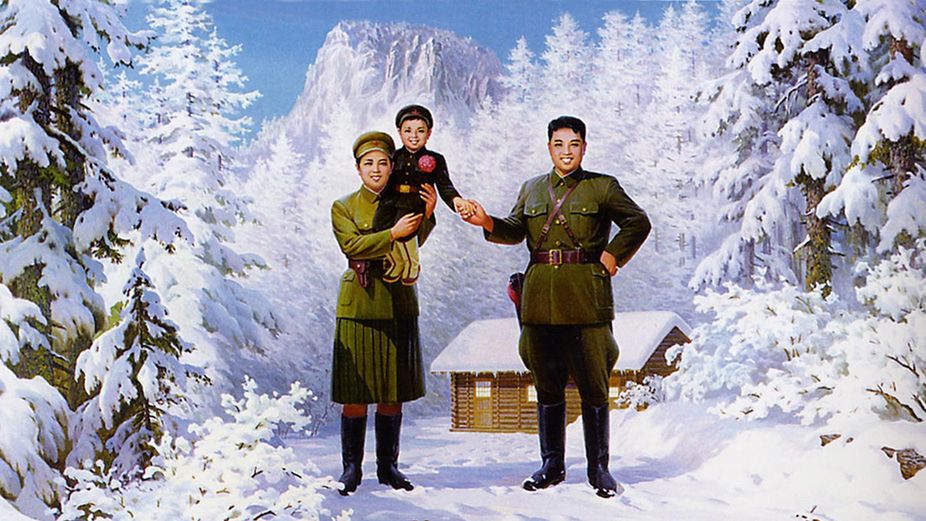 Kim Ir Sen z żoną Kim Dzong Suk i synem Kim Dzong Ilem