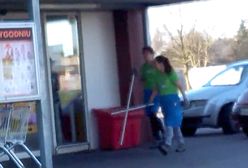 "Policjantki z kijami". Nagrali jak pracownice Biedronki walczą z kotem