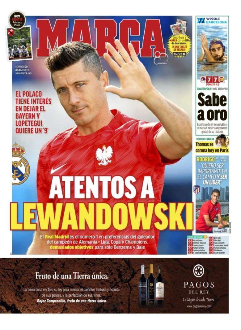 Robert Lewandowski na okładce gazety Marca
