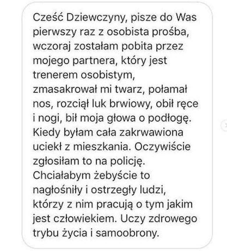 Katarzyna Dziedzic pobita przez Miłosza P.