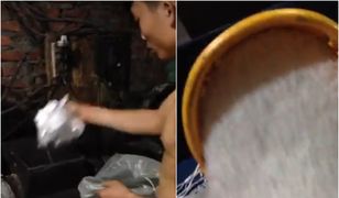 Przerażająca produkcja ryżu w Azji. W sieci krąży filmik, na którym widać przetwarzany plastik