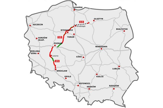Droga S5 będzie przebiegać przez trzy województwa: od kujawsko-pomorskiego, przez wielkopolskie, aż po śląskie