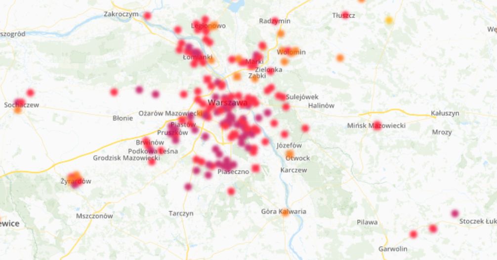 Najbardziej zanieczyszczone powietrze jest w Warszawie i okolicznych miejscowościach