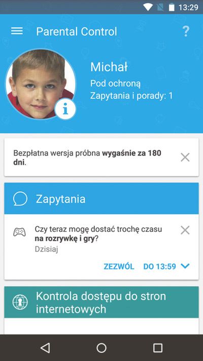 Test aplikacji mobilnej ESET Parental Control