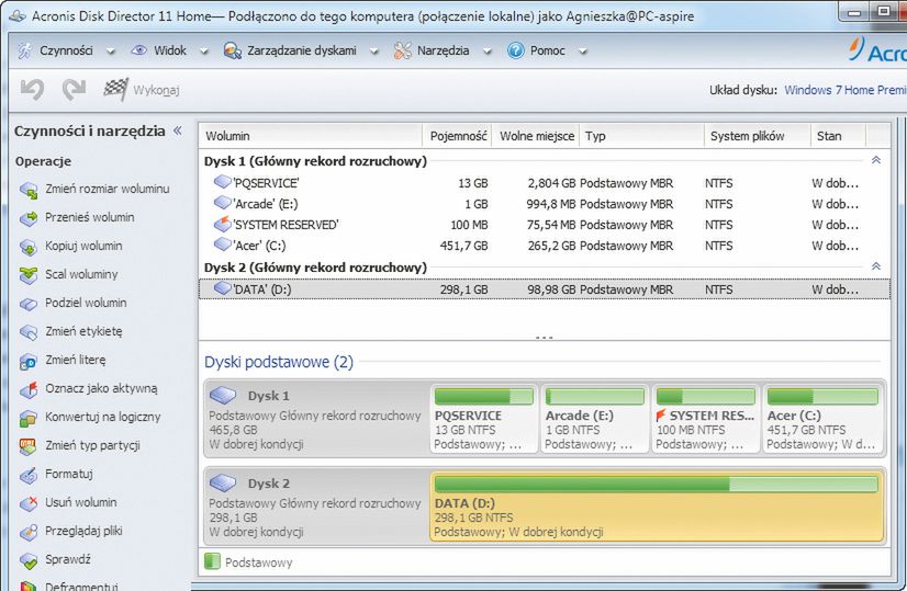 Wygodny podział dysku