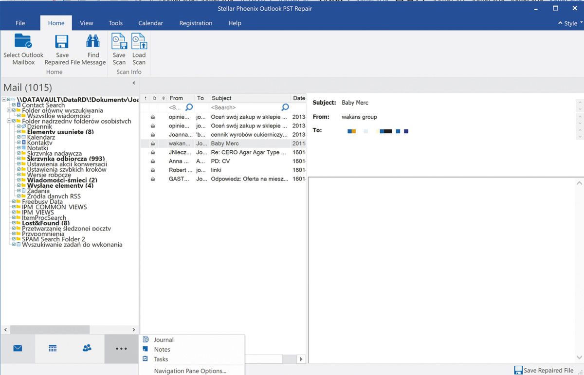 Test Stellar Phoenix Outlook PST Repair