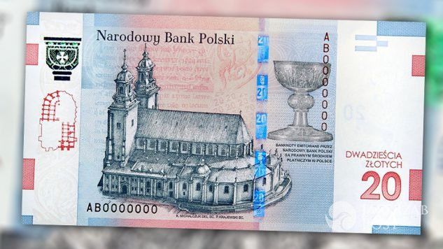 Nowy banknot 20 zł z tyłu fot. NBP