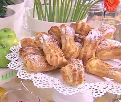 Eklerki z kremem lipowym i koktajl szałwiowo-malinowy