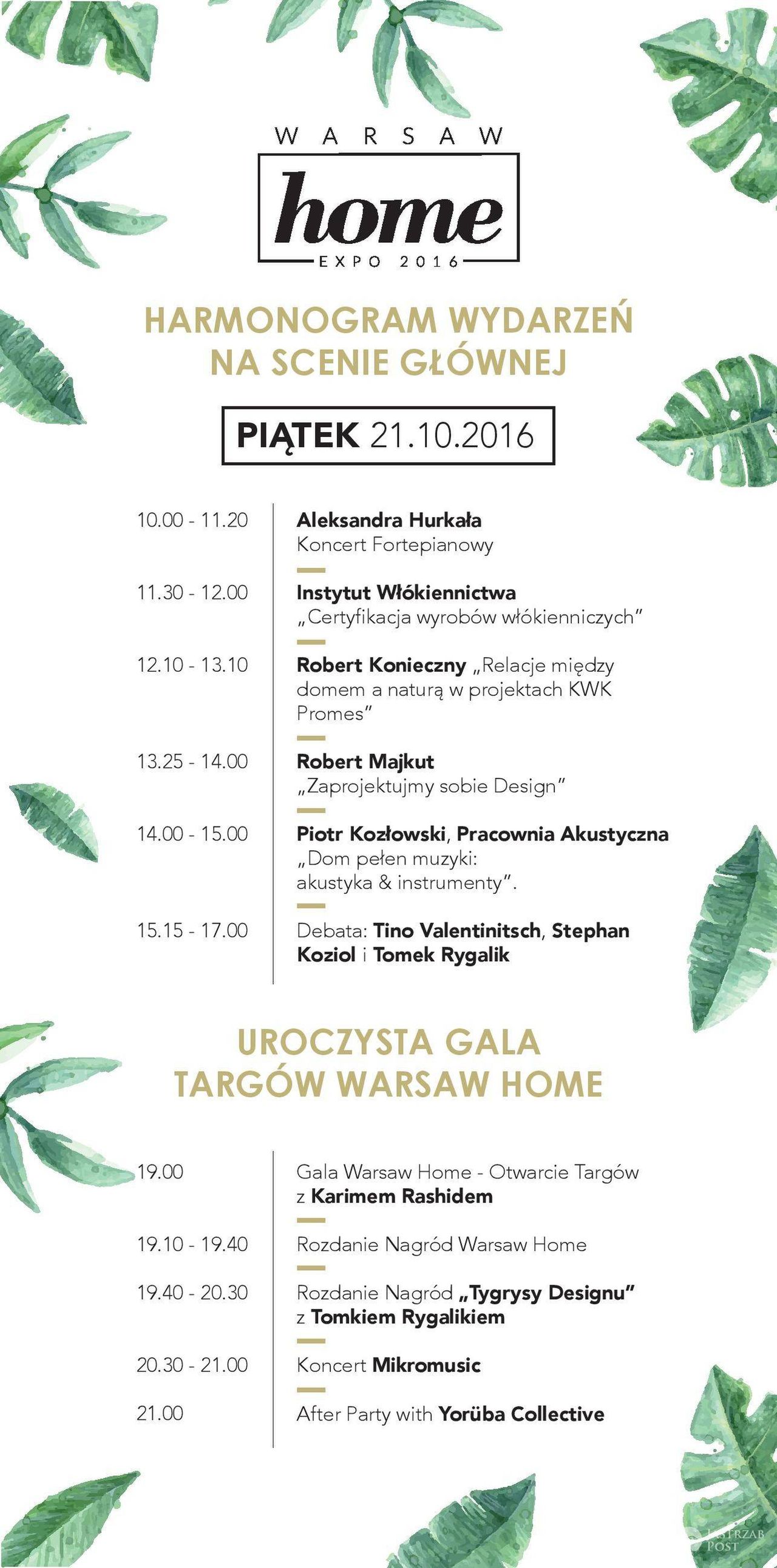 Harmonogram PTAK Warsaw Expo 2016