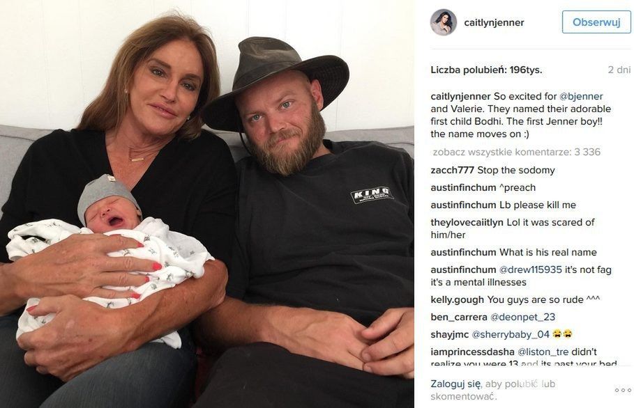 Na zdj. Caitlyn Jenner, jej syn Burt Jenner i wnuczek Bodhi