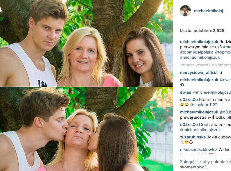 Michael Mikołajczuk z mamą i siostrą (fot. Instagram)