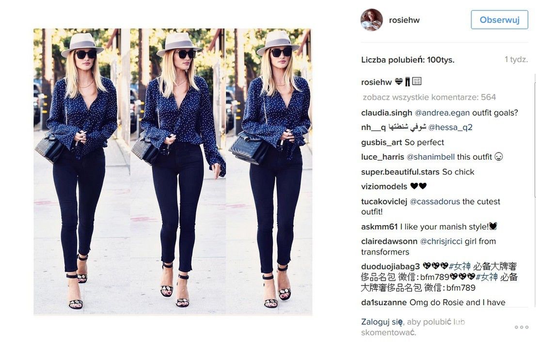 Rosie Huntington-Whiteley w bluzce projektu Magdy Butrym
