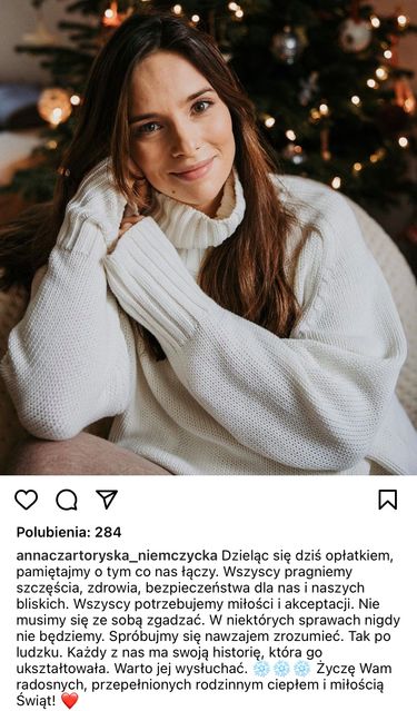Anna Czartoryska składa życzenia na Boże Narodzenie 2021