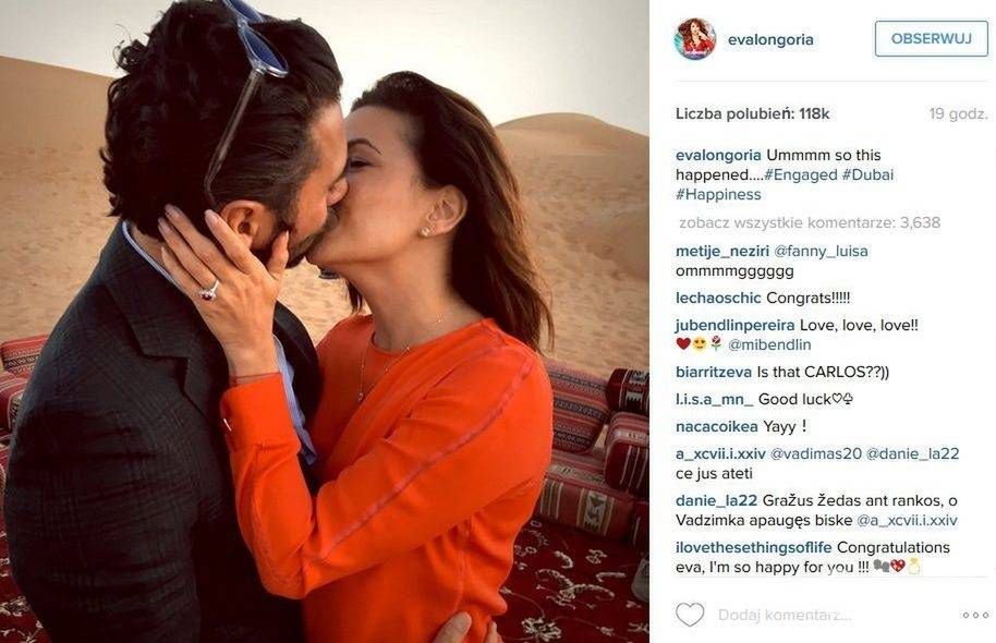 Jose Antonio Baston i Eva Longoria zaręczyli się w Dubaju (fot. Instagram)
