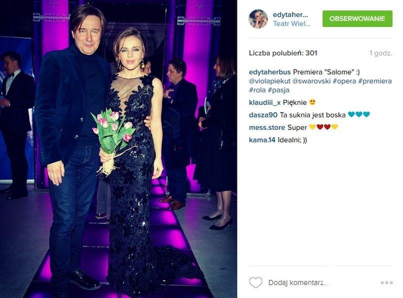 Edyta Herbuś i Mariusz Treliński, premiera "Salome" w Operze Narodowej (fot. Instagram)